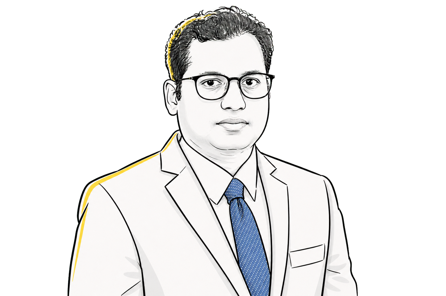 Illustrated portrait of Dr. Muralidharan Vetrivel, Founder of Ask Neuro
