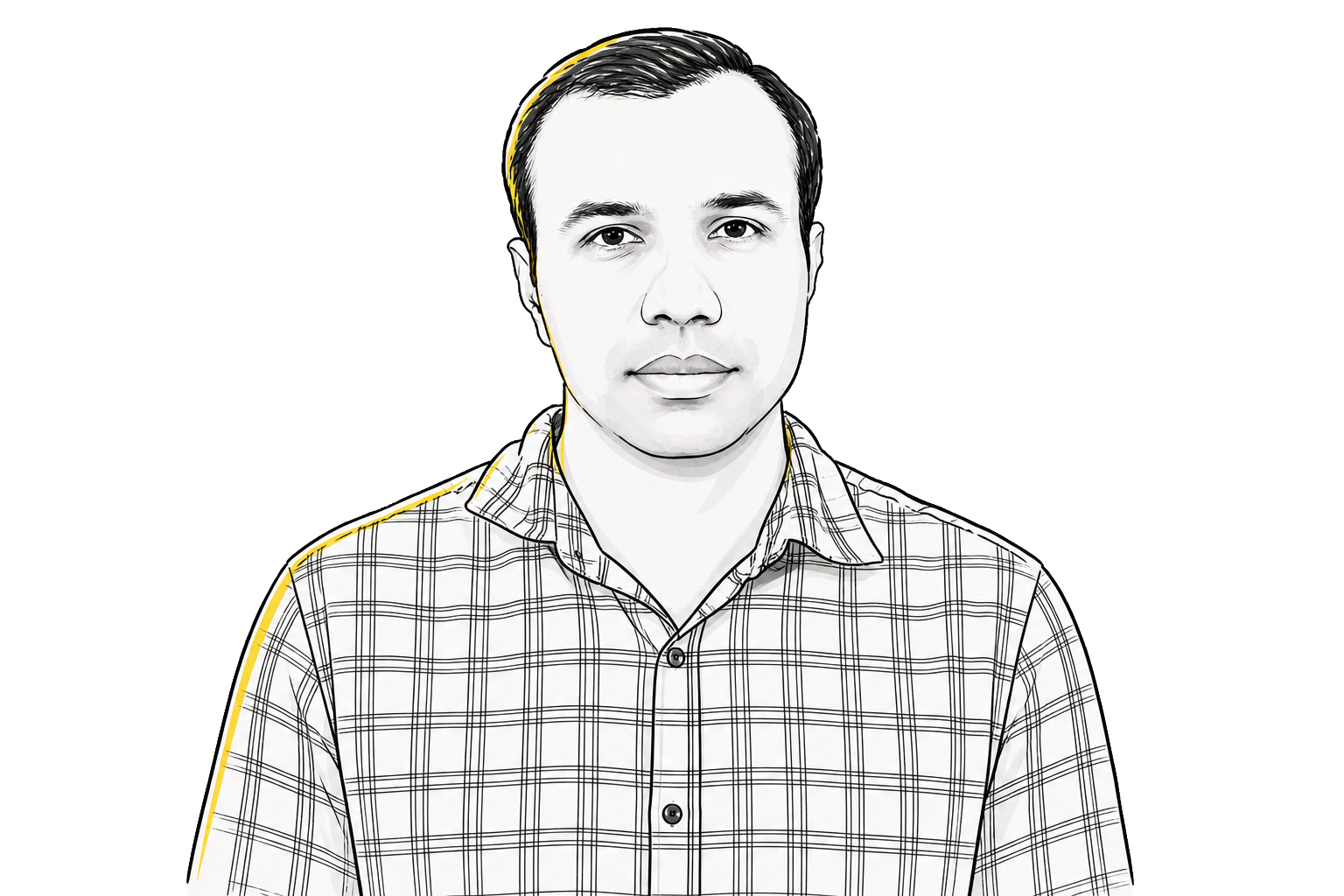 Illustrated portrait of Shanmugam Kugan, Digital Transformation and Process Design at Ask Neuro
